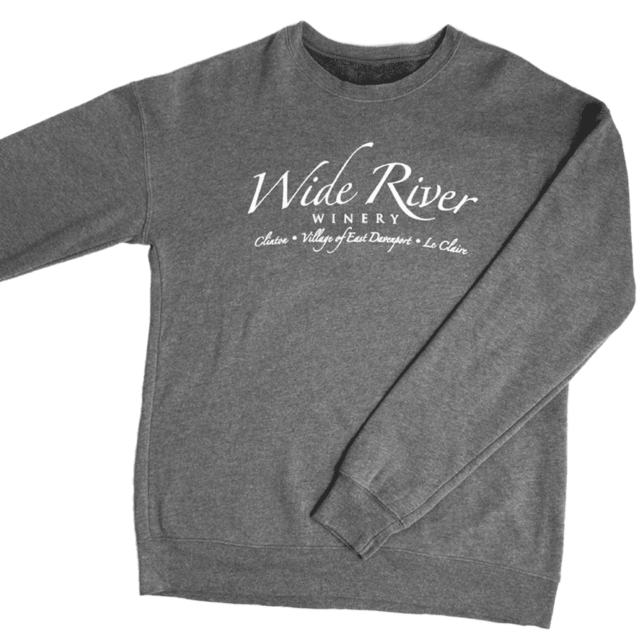 Wide River Winery's Grey Sweatshirt With Logo on Front